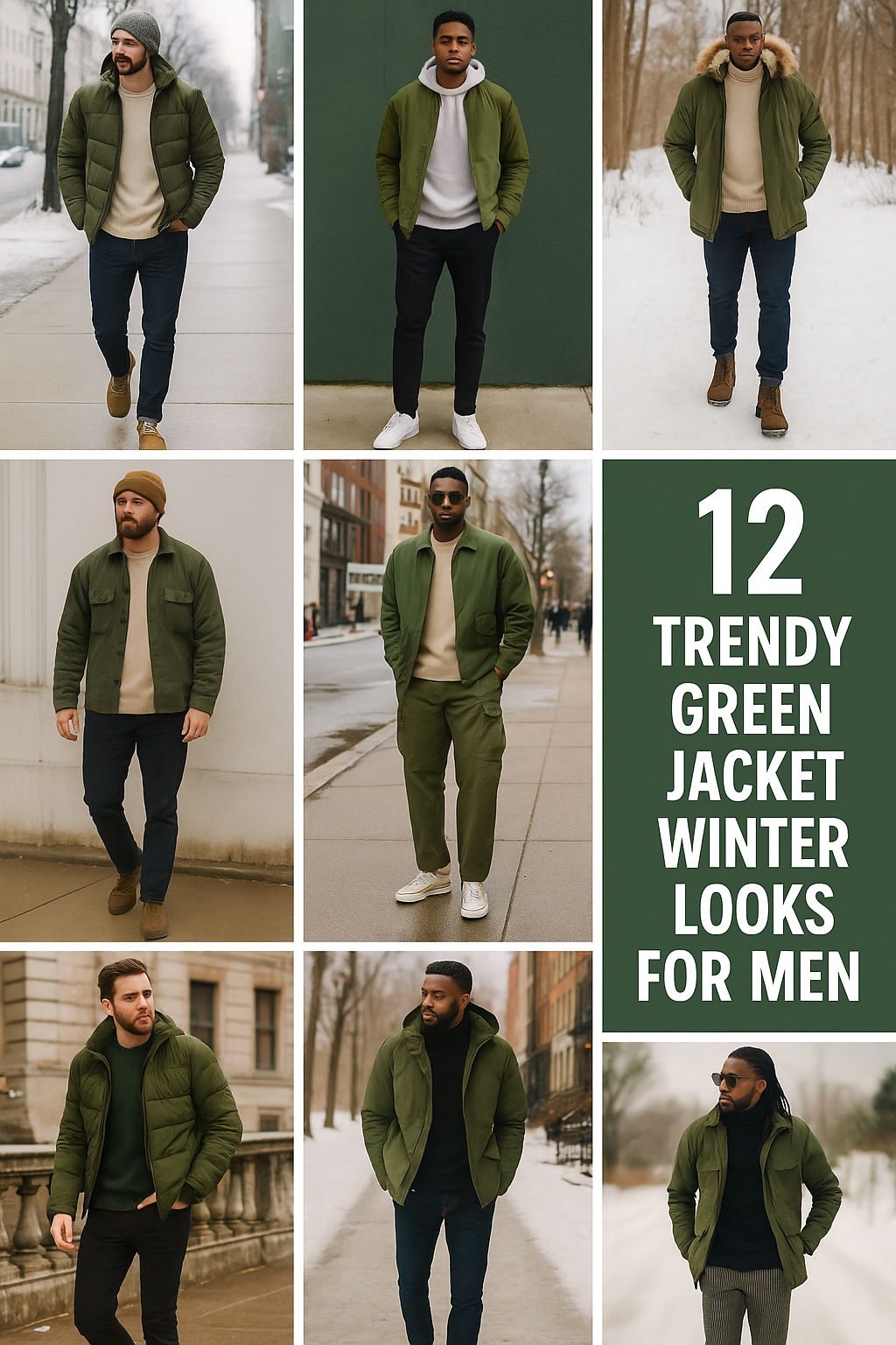 12 Trendy Green Jacket Winter Looks for Men