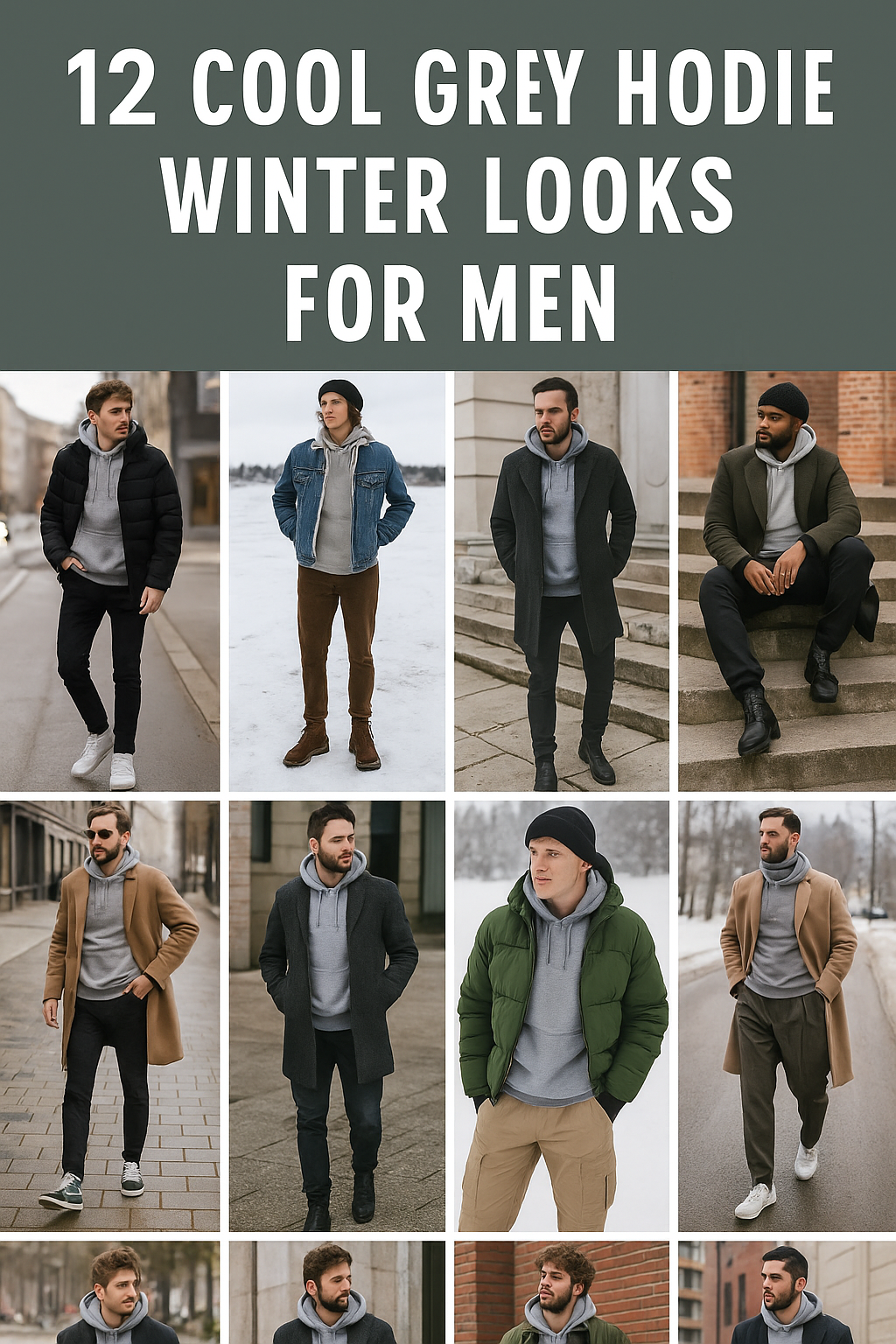 12 Cool Grey Hoodie Winter Looks for Men
