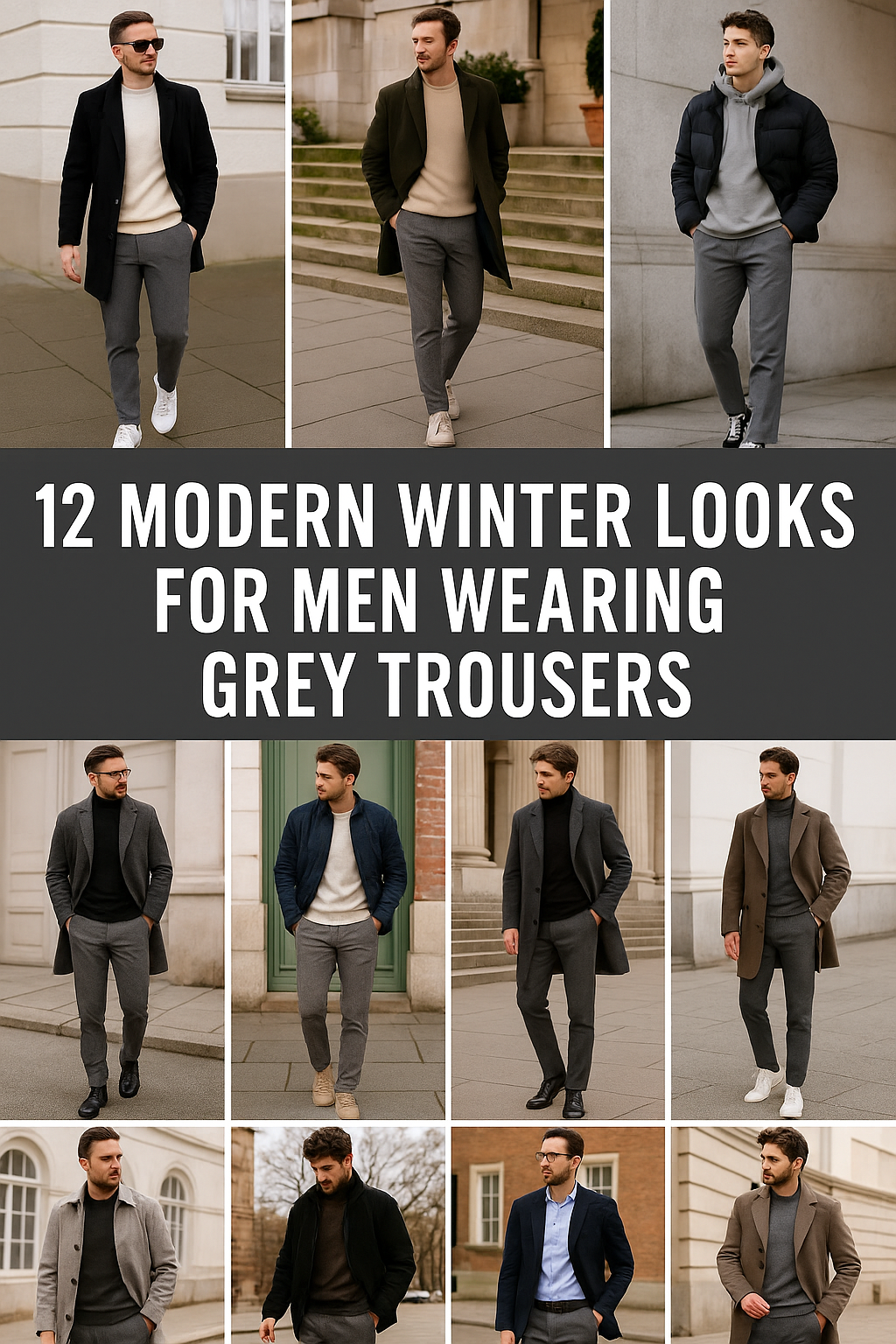 12 Modern Winter Looks for Men Wearing Grey Trousers