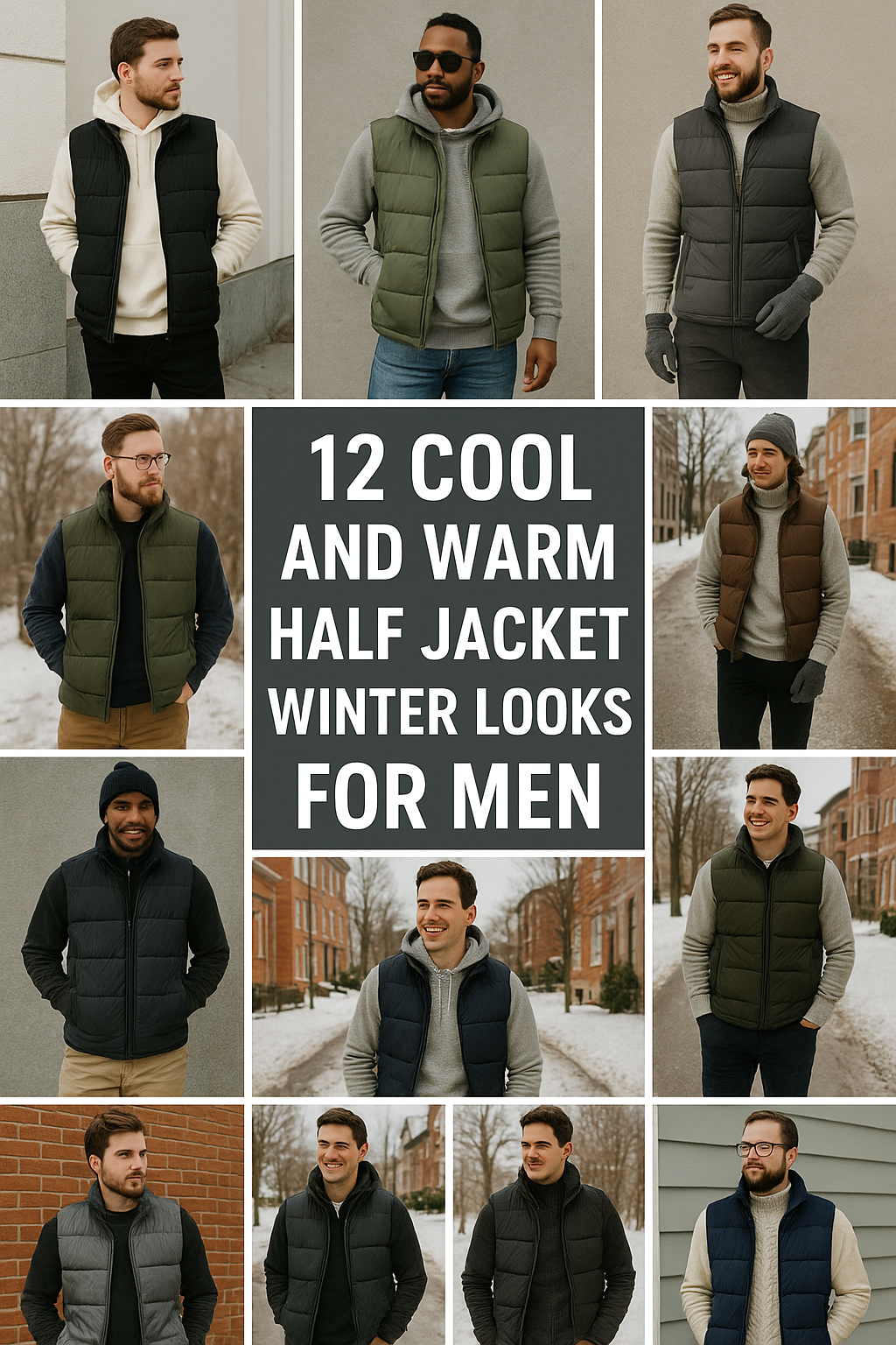 12 Cool and Warm Half Jacket Winter Looks for Men