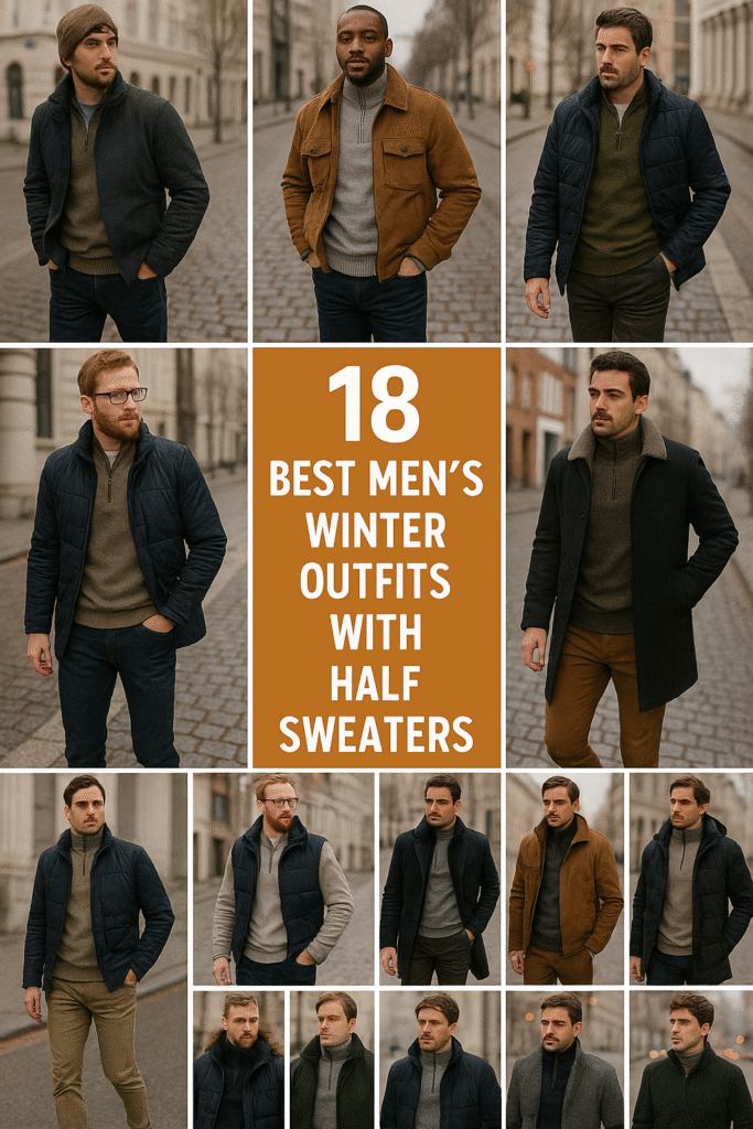 18 Best Men’s Winter Outfits with Half Sweaters