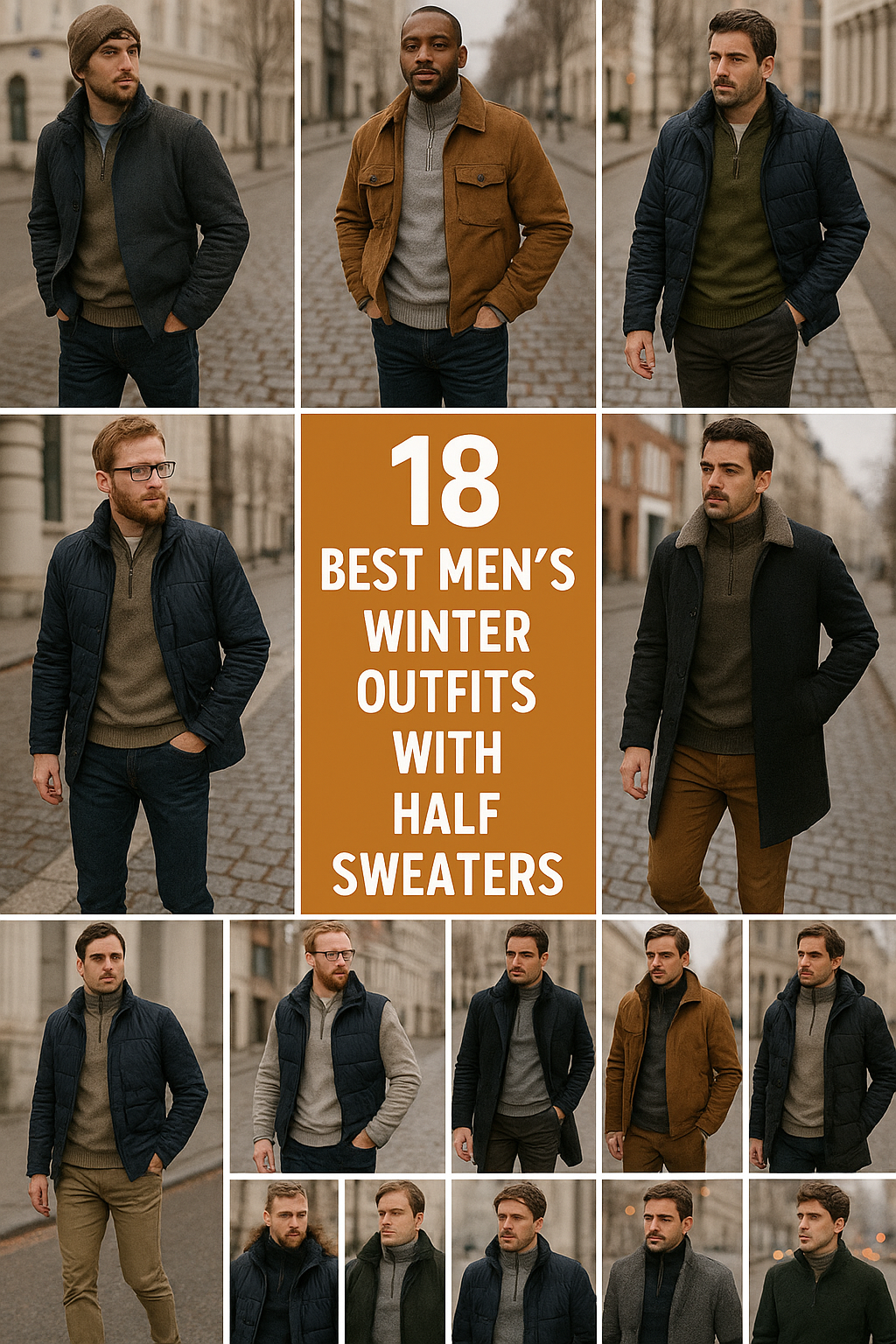 18 Best Men’s Winter Outfits with Half Sweaters